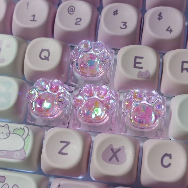 Elacgap Cat Claw Keycap Cute Drip Glue Backlight Keycaps DIY ESC Arrow Key Keycap Replacement for Cherry MX Gaming Mechanical Keyboard (4Keys Pink) - Image 1